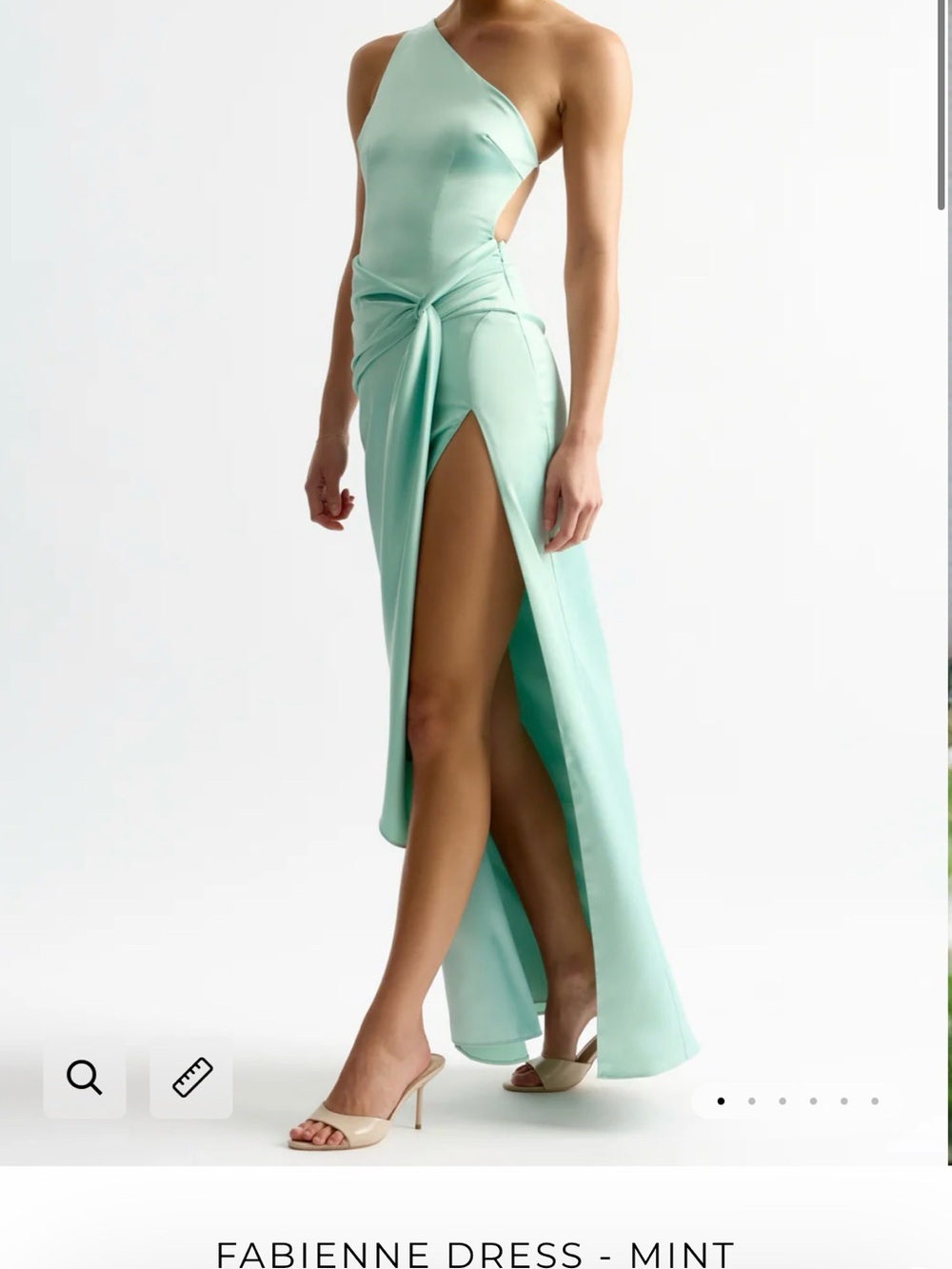 Asymmetric One-Shoulder Mint Maxi Dress with Front Slit